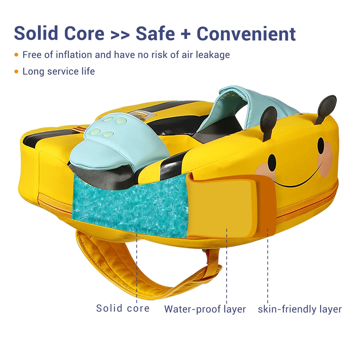 Mambobaby Baby Float With Inflation Free Core Sunshade Crotch Strap
