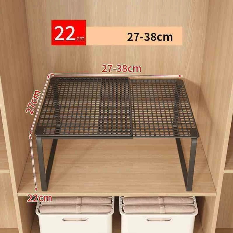 Stackable Telescopic Closet Shelf Bamboo Wardrobe Organizer With Dividers