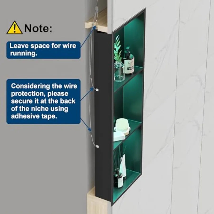 Shower Niche With LED Light Recessed Shelf For Bathroom