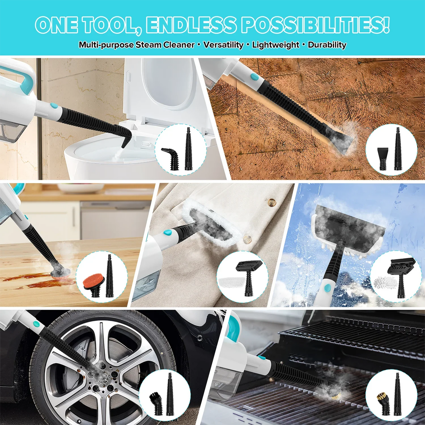 INSE 1200W Steam Mop Powerful Scrubbing Cleaner For Hard Floors
