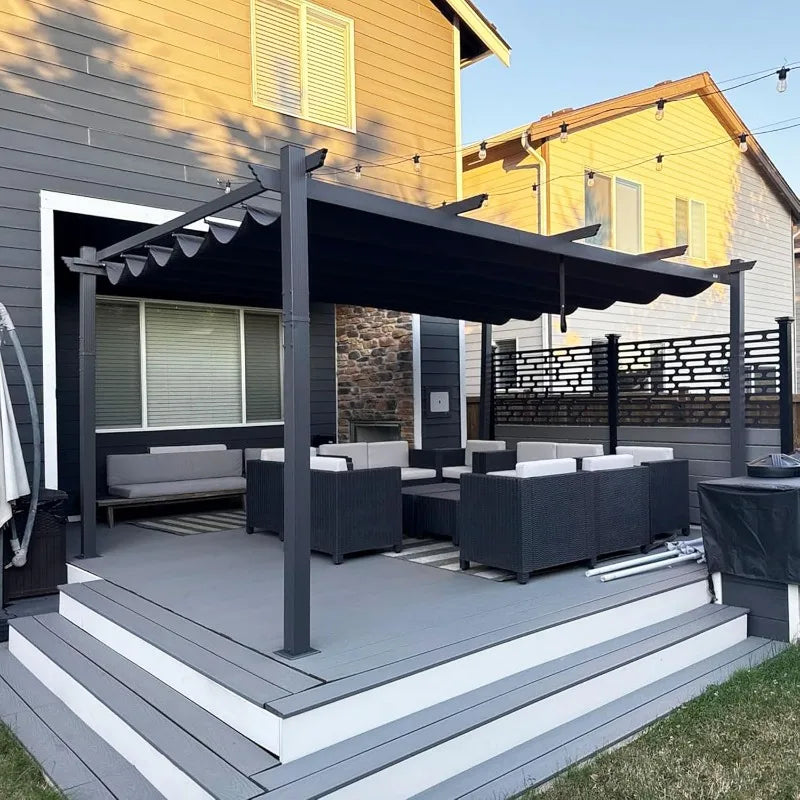 Purple Leaf Outdoor Retractable Pergola With Sun Shade Canopy