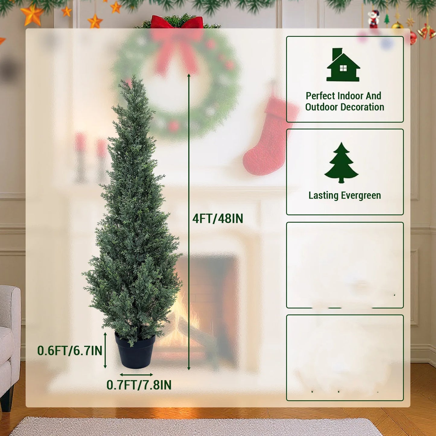 HiMISS Artificial Cedar Topiary Trees 2 Pack UV Resistant Outdoor