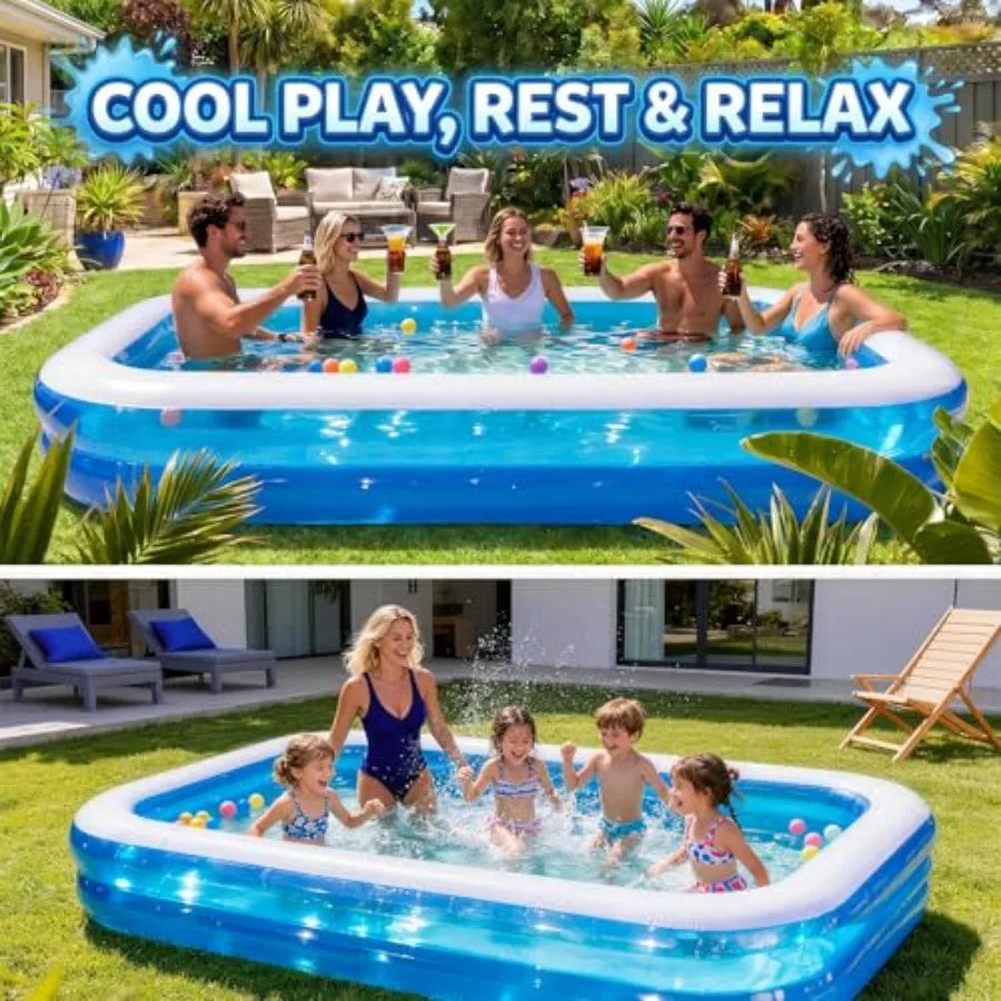Inflatable Family Pool Above Ground Heavy Duty Leakproof Drain Valve