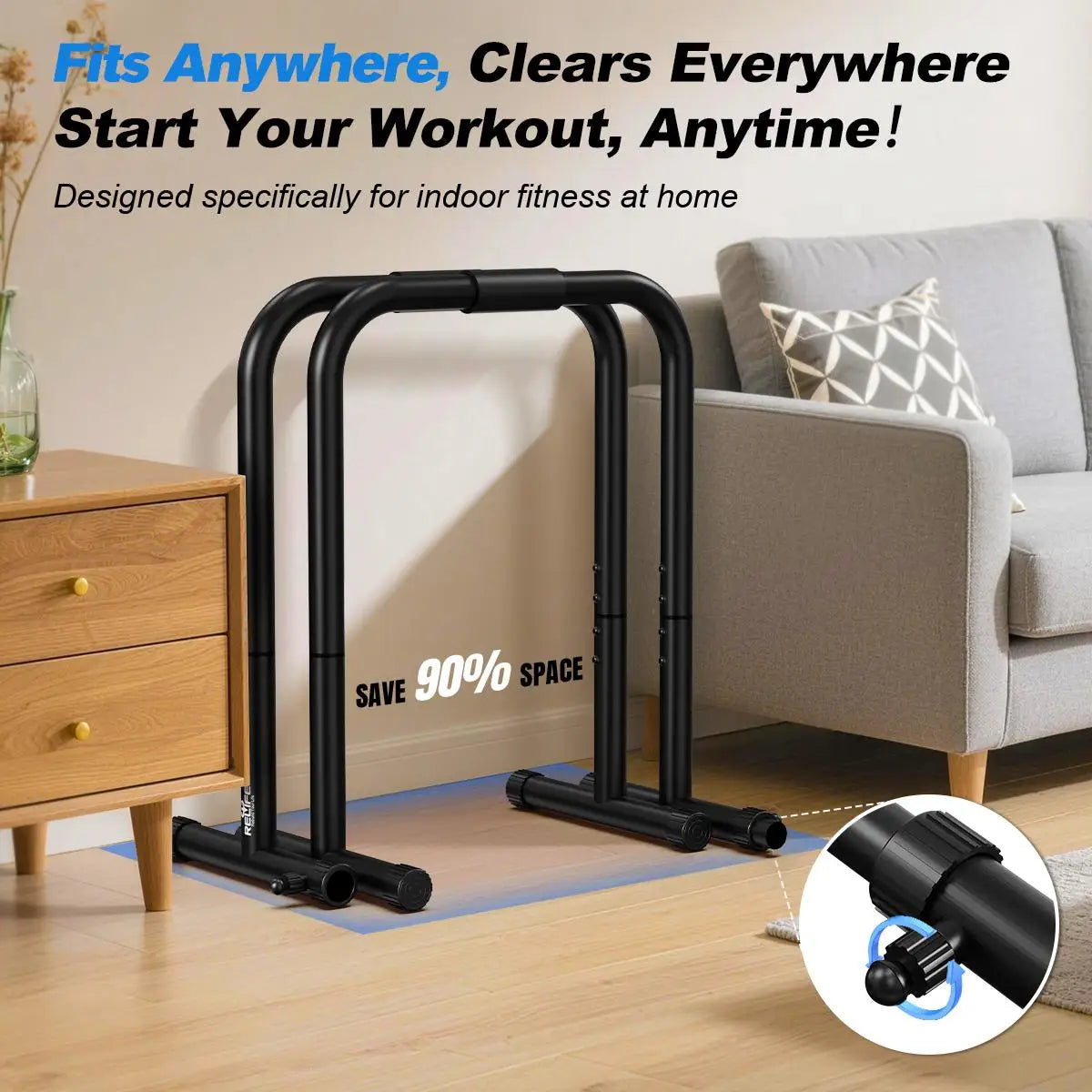 Adjustable Dip Bar Station 400 Lb Capacity For Home Gym