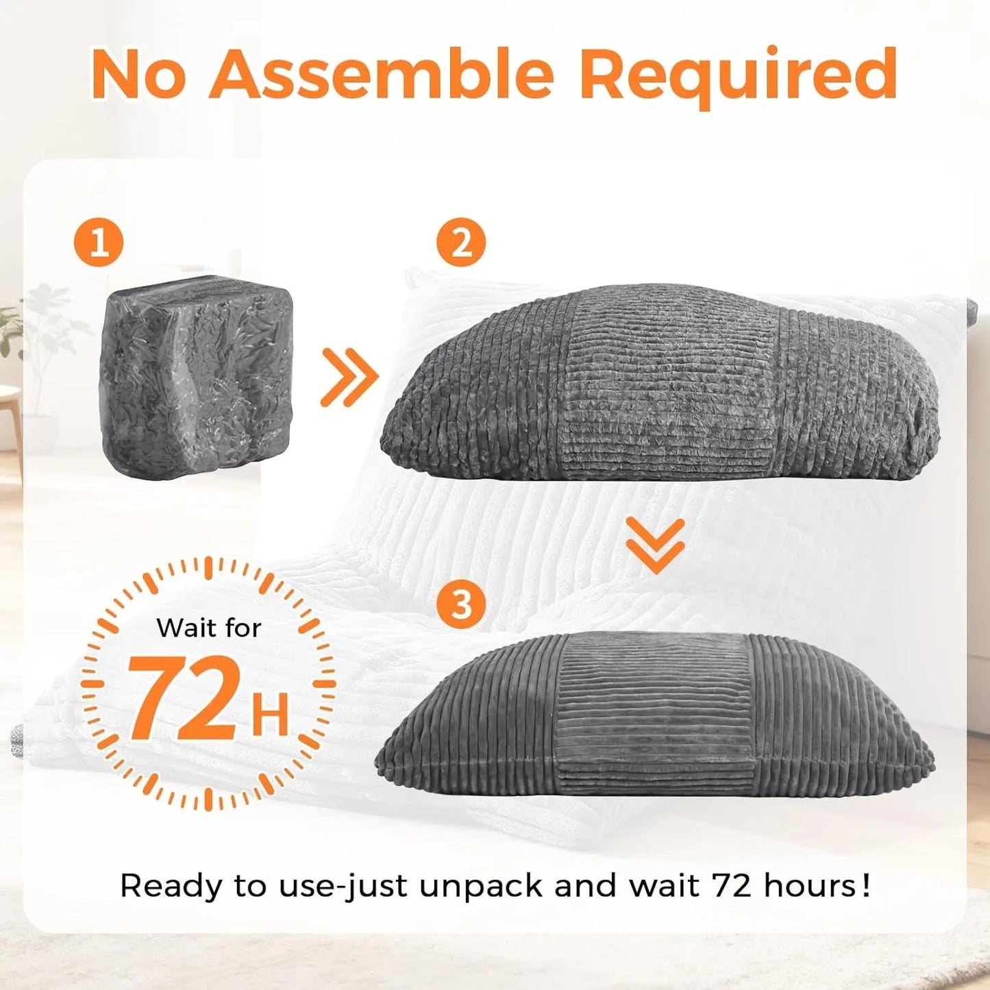 Three In One Convertible Bean Bag Chair Bed Memory Foam