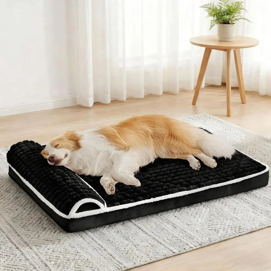 Orthopedic Dog Bed With Pillow And Waterproof Removable Washable Cover