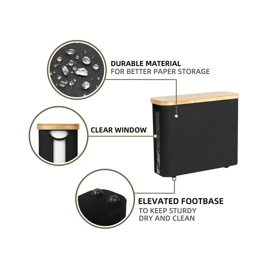 XMSJ Toilet Paper Storage Basket With Bamboo Lid Organizer