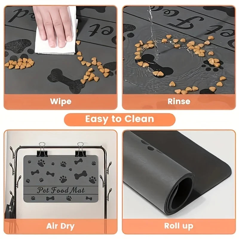 Absorbent Pet Placemat For Food And Water Bowls With Waterproof Backing