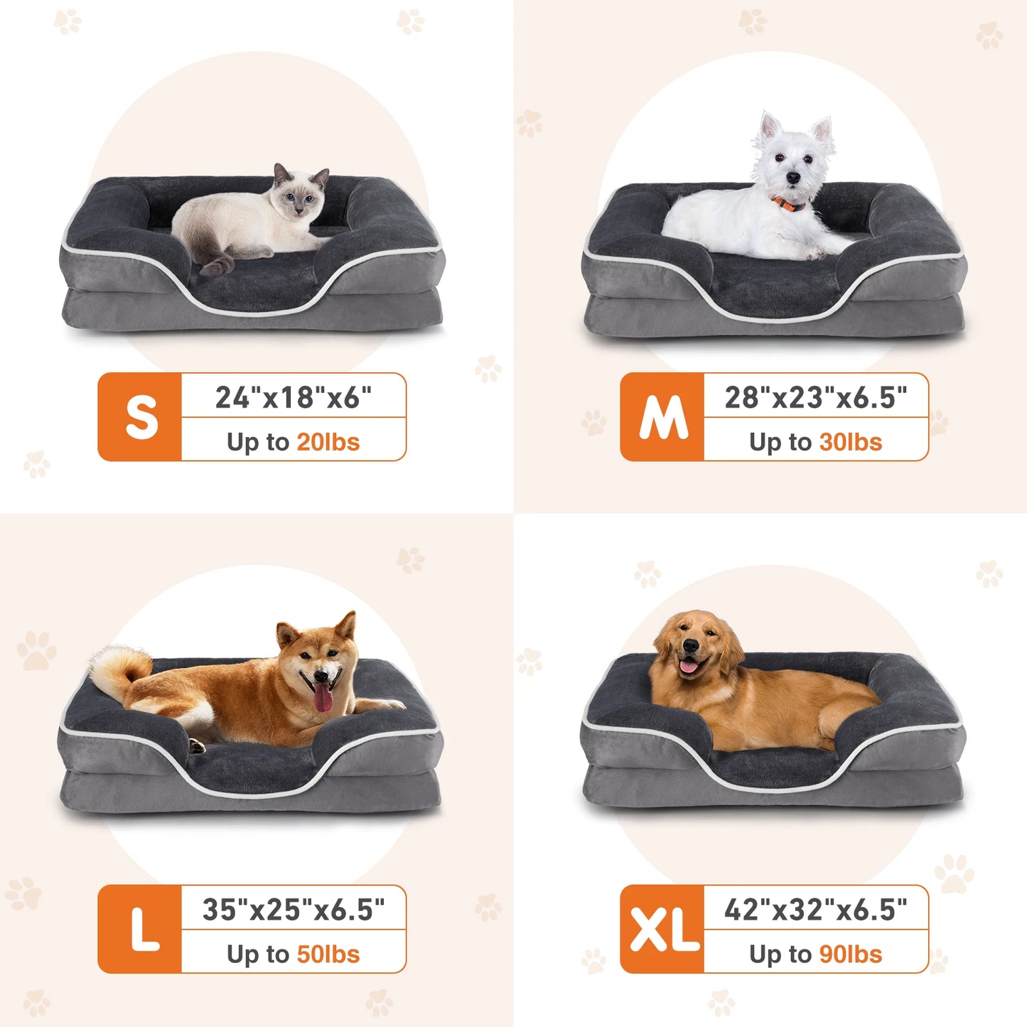 JHK Orthopedic Memory Foam Dog Bed for Small Pets Premium