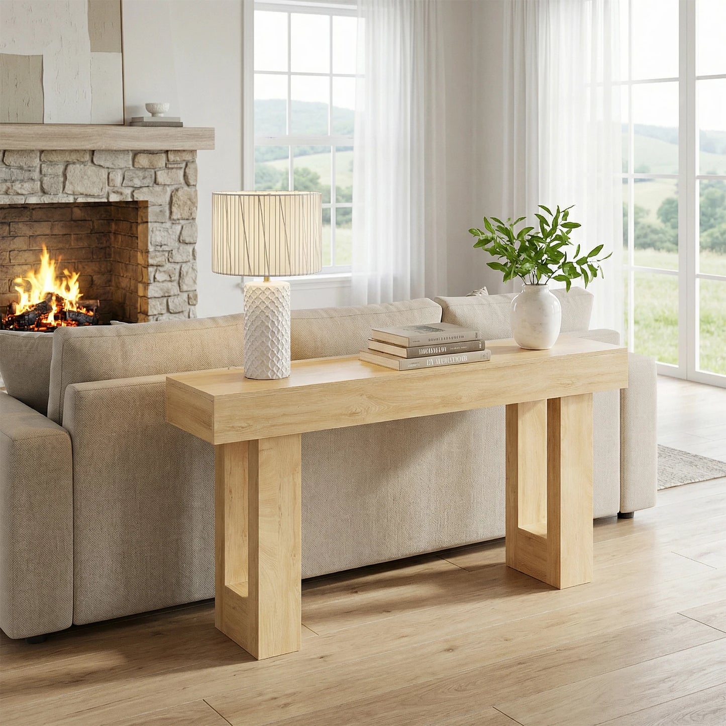 JHK Sofa Table Wood Entryway Console Space Saving Heavy Duty