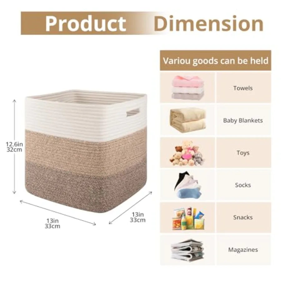 Cotton Rope Woven Storage Bins For Shelves And Baby Nursery