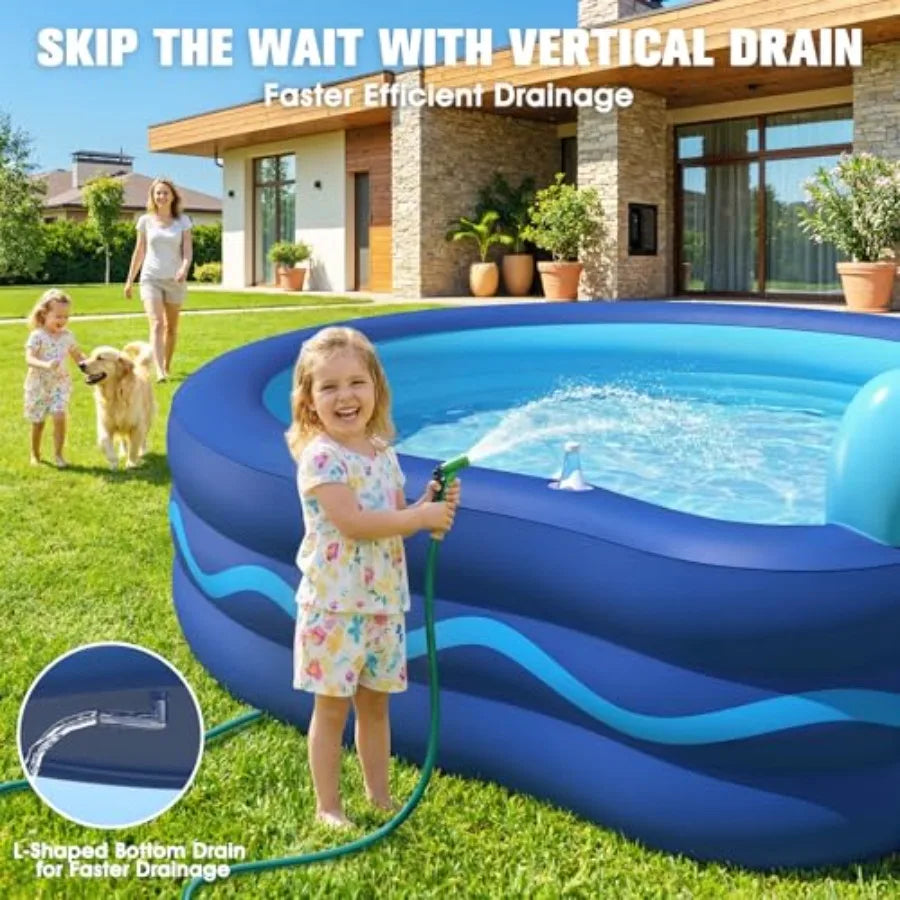 Inflatable Pool With Seats And Headrest For Backyard Use PVC