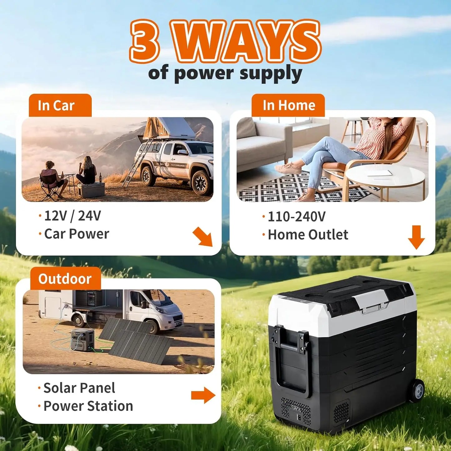 Portable Car Refrigerator Dual Zone Cooler For Vehicles With Wheels
