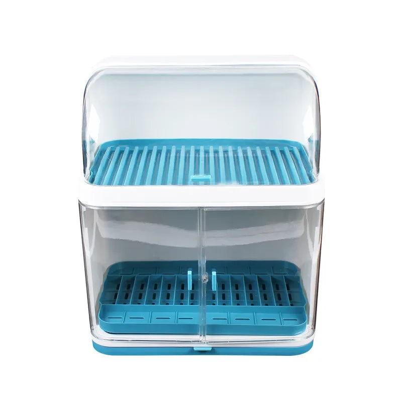 2-Layer Kitchen Cutlery Rack And Dish Drying Rack With Lid