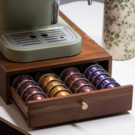 XMSJ Wood Coffee Pod Drawer for Nespresso Vertuo Pods Organizer