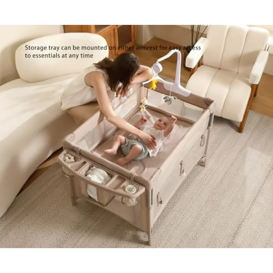 Pack and Play 5 in 1 Baby Playard Portable Crib Bassinet Bedside Sleeper Mesh