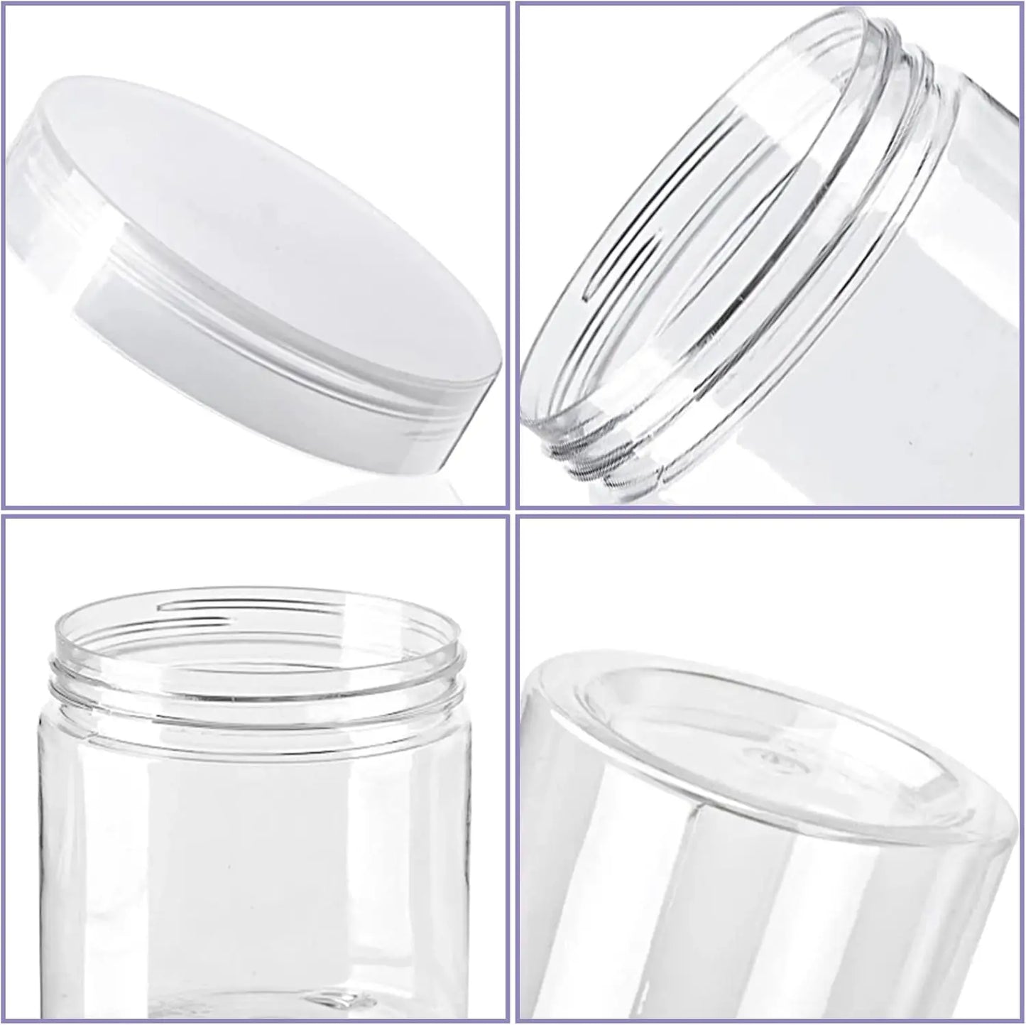 Clear Plastic Jars With Lids 20 Pack Wide Mouth Storage Containers