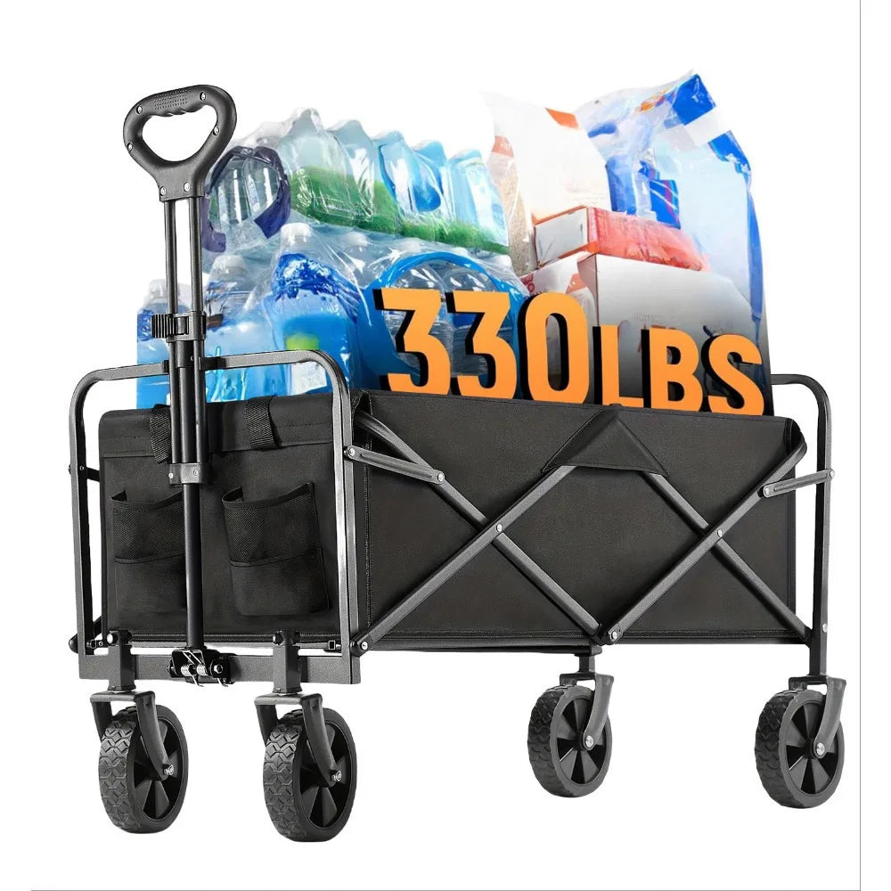 Heavy Duty Folding Wagon Cart With 360 Degree Wheels