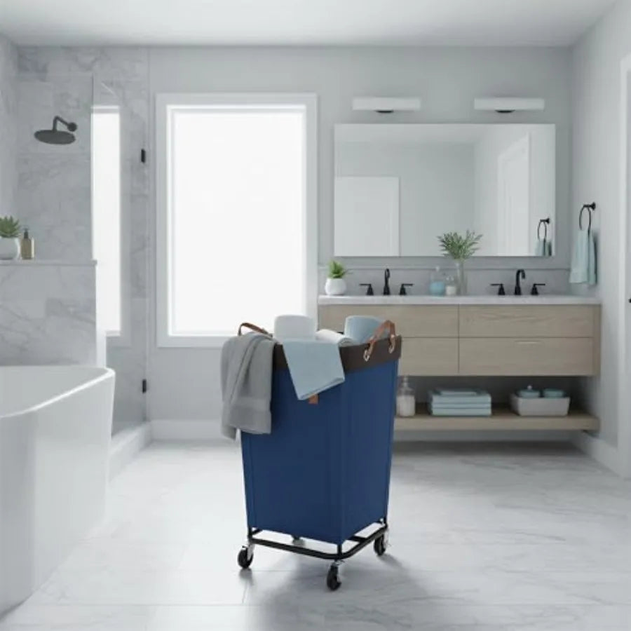 Laundry Basket With Wheels Rolling Hamper For Home Dorm Closet