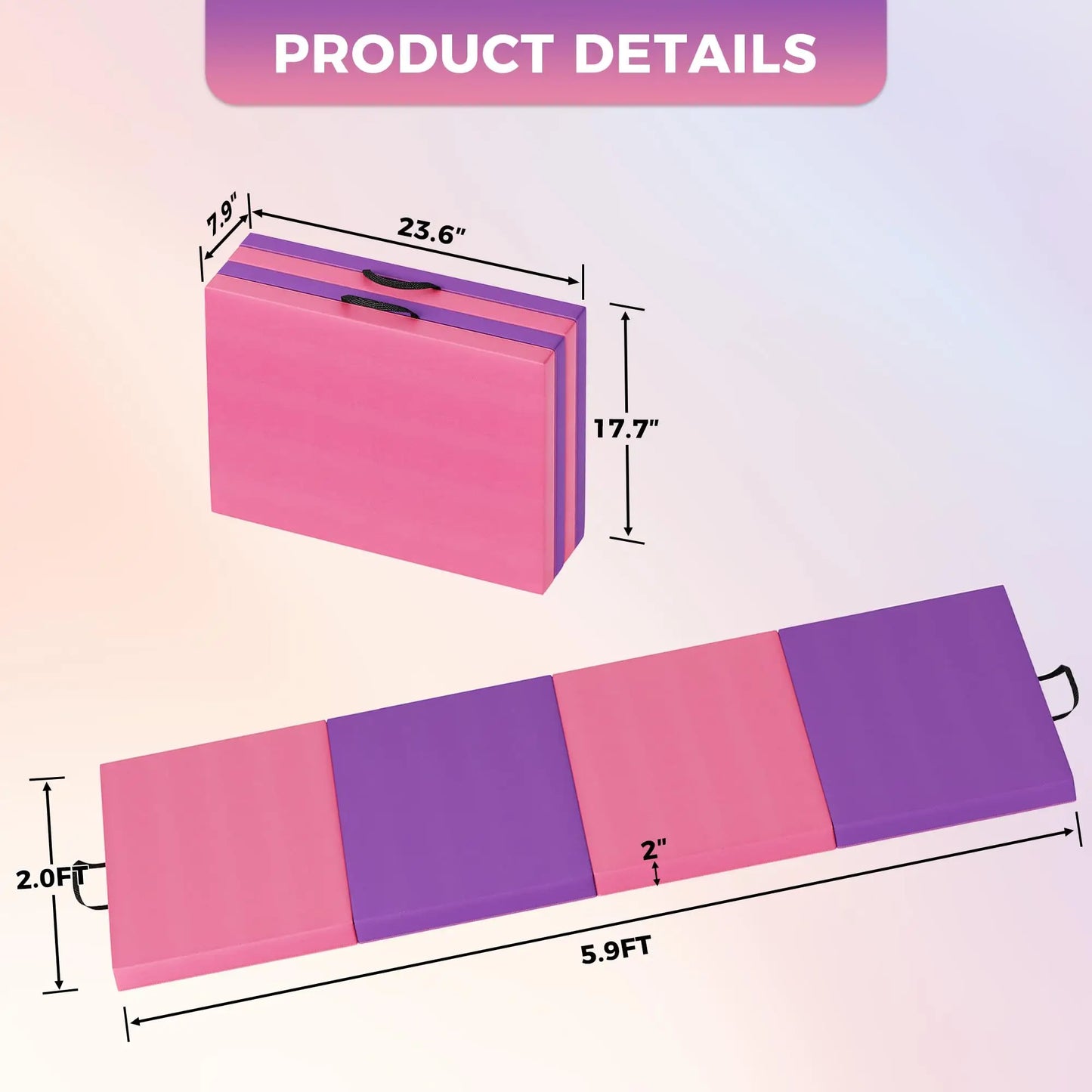 HiMISS Foldable Gymnastics Mat Home Gym Durable Exercise Tumbling Pad