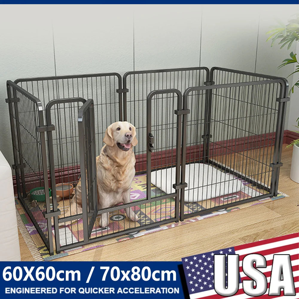 Foldable 4 6 Panels Dog Fence Playpen Heavy Duty Kennel