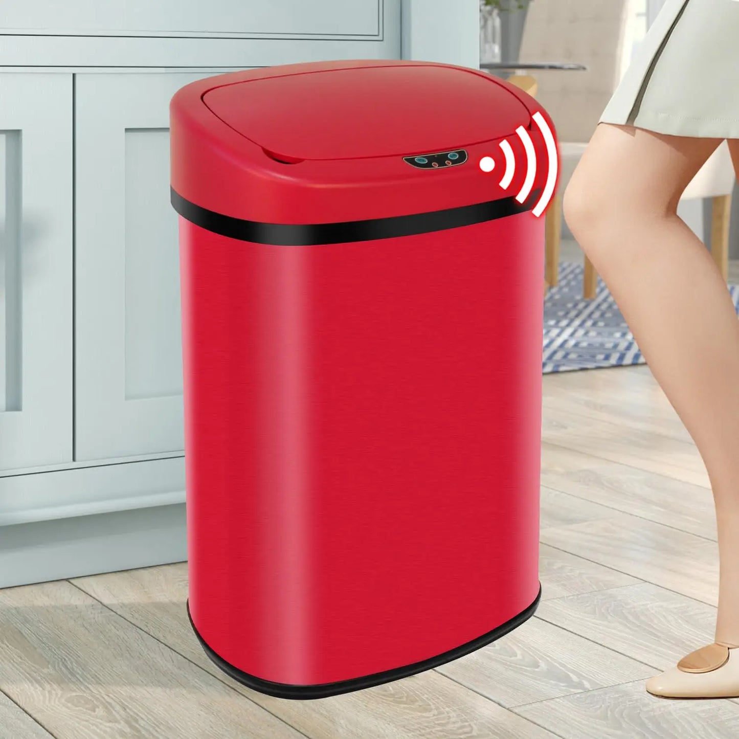 Stainless Steel Motion Sensor Trash Can With Touchless Operation