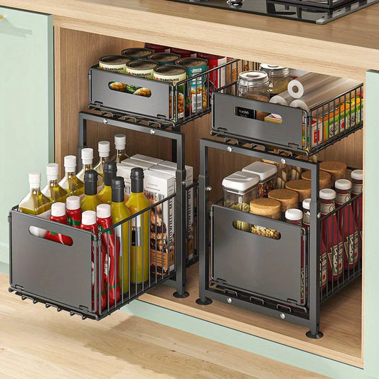 AEHOME 2 Tier Slide Out Cabinet Organizer Under Sink