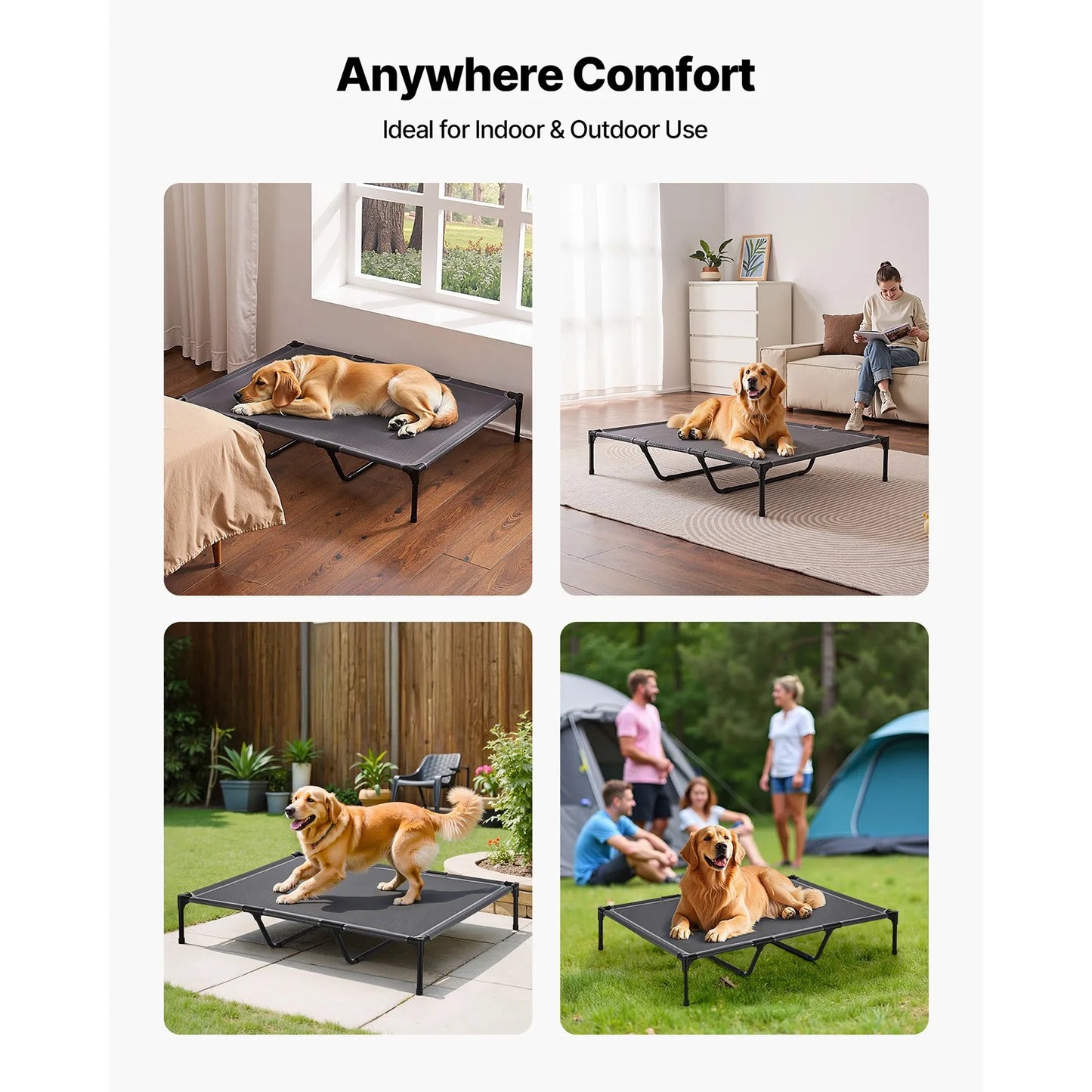 Portable Raised Dog Bed With Sturdy Metal Frame For Pets