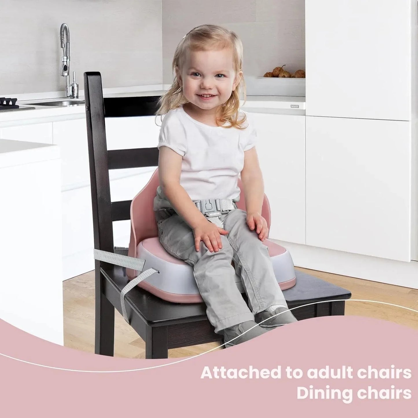 Travel High Chair Portable Booster Seat With 3-Point Harness Washable