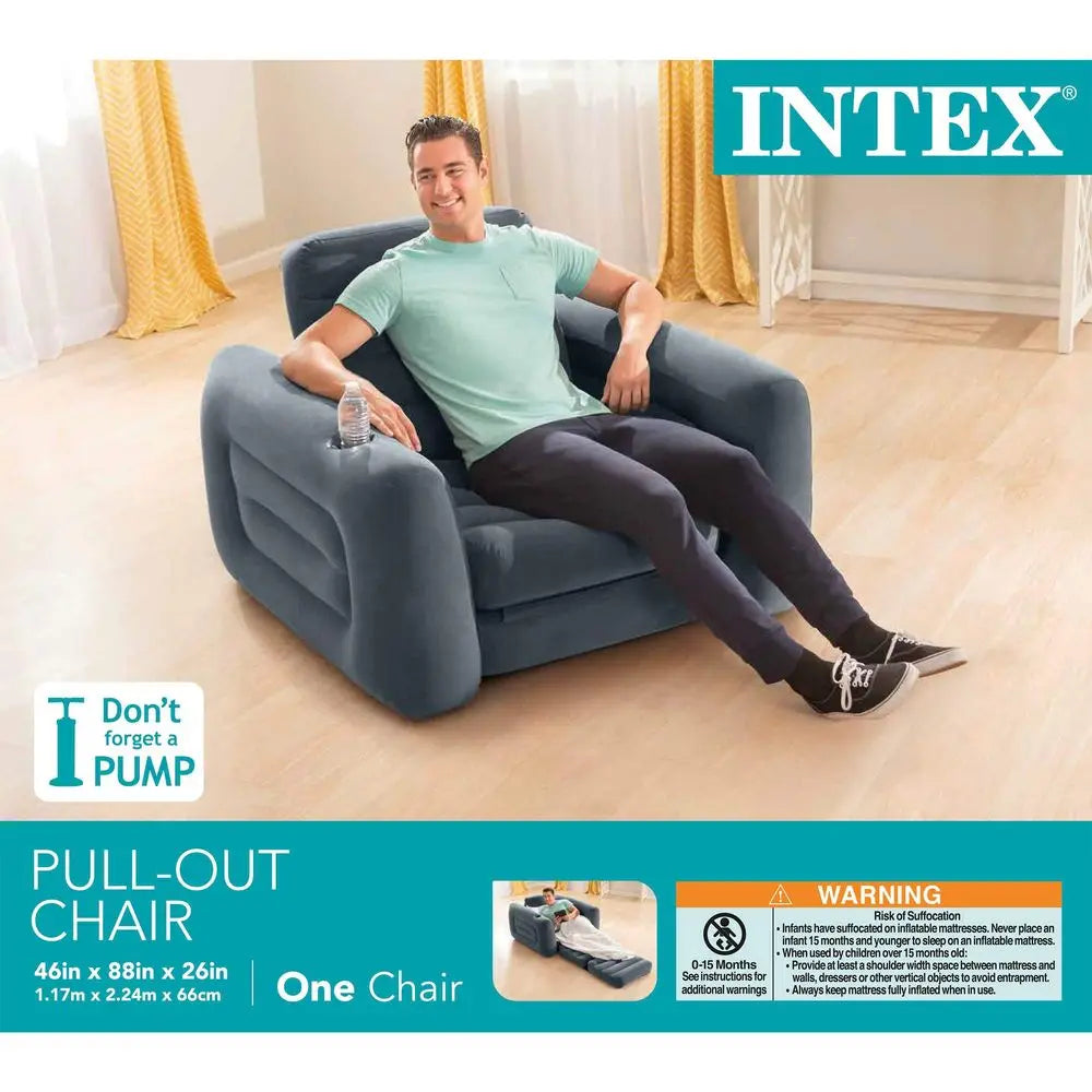 2 in 1 Inflatable Pullout Sofa Chair and Twin Air Bed Set for Adults