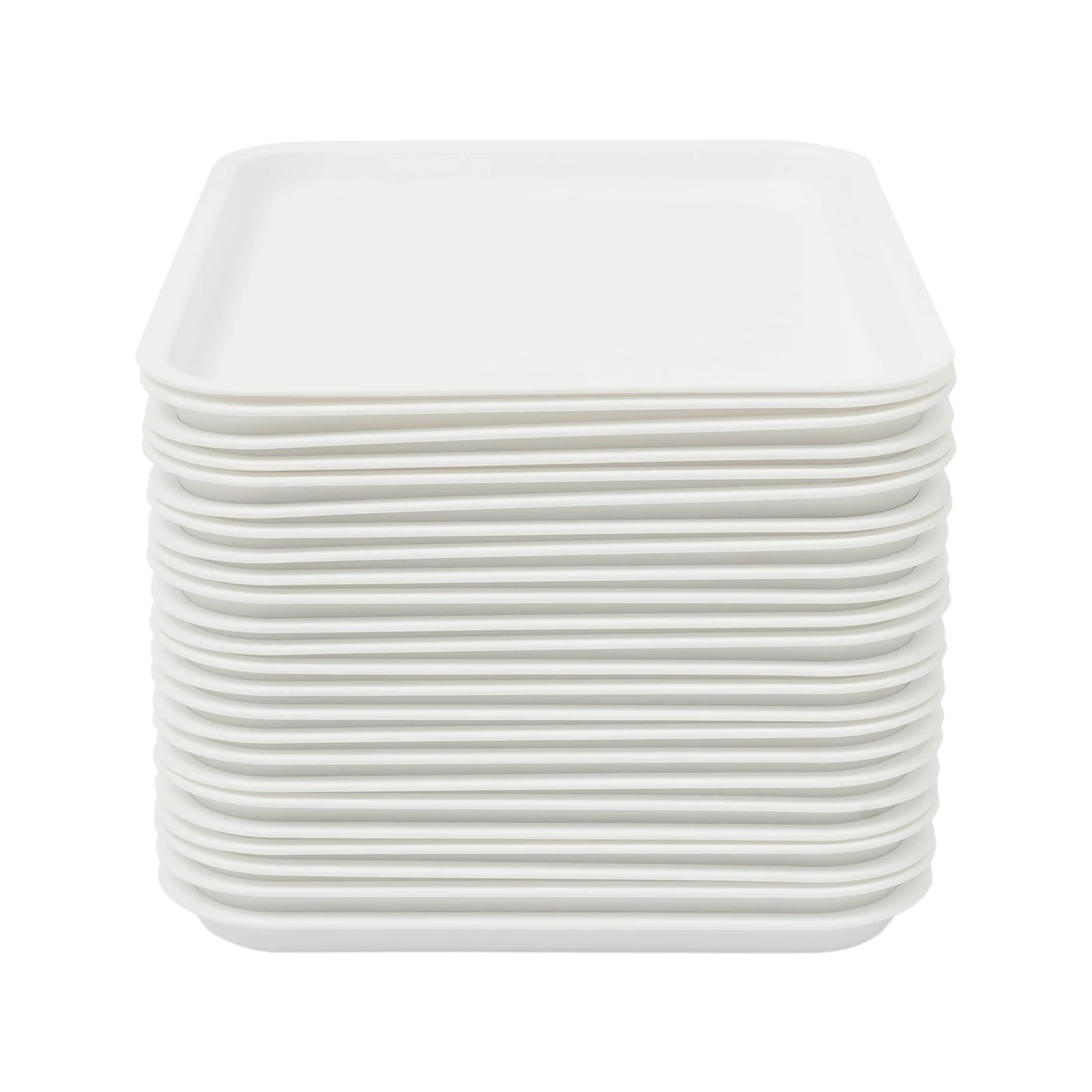 Plastic Rectangle Serving Trays 24 Pack for Fast Food Cafeterias
