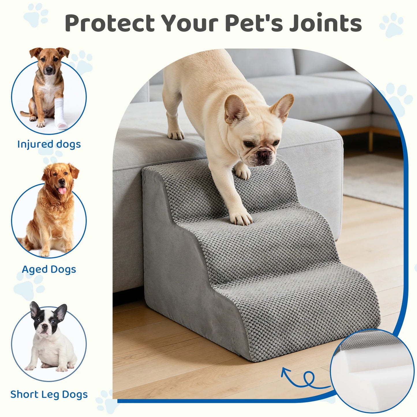 Three To Five Step High Density Foam Dog Stairs Ramp