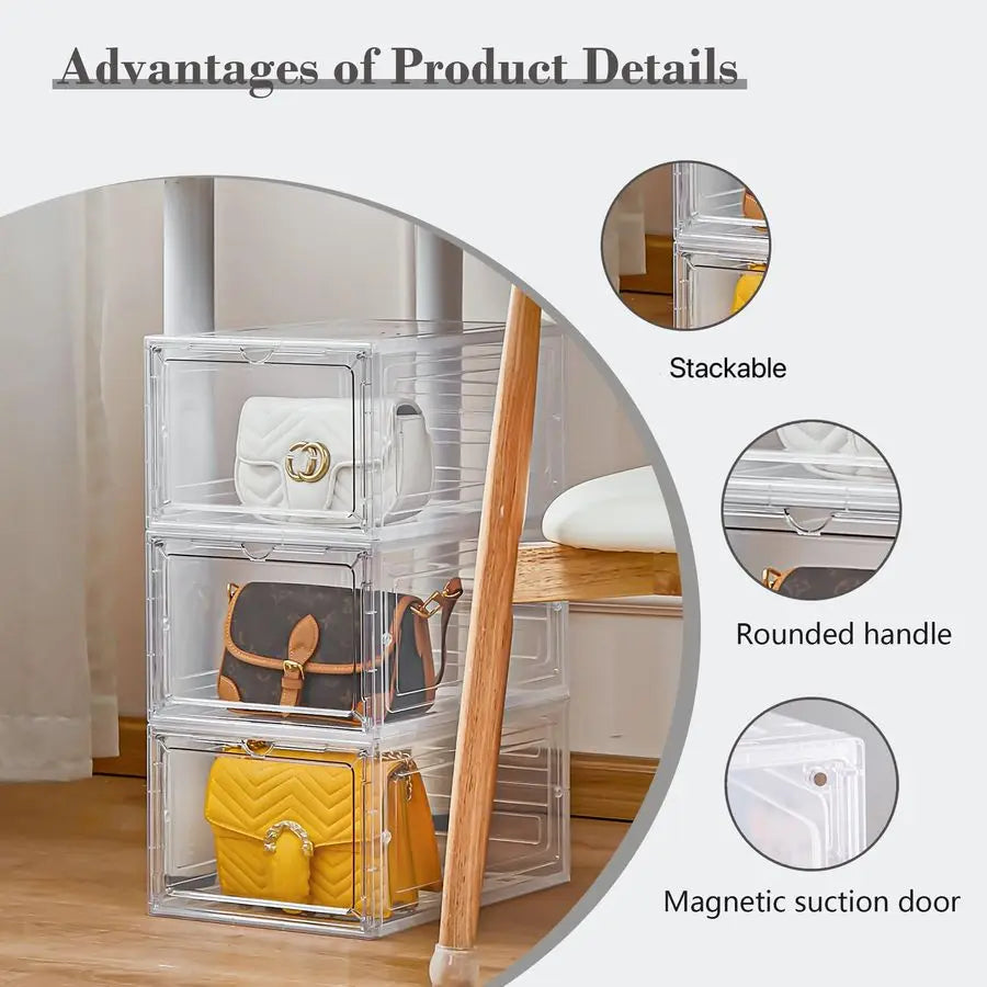 XMSJ Magnetic Door Stackable Storage Bins With Lids