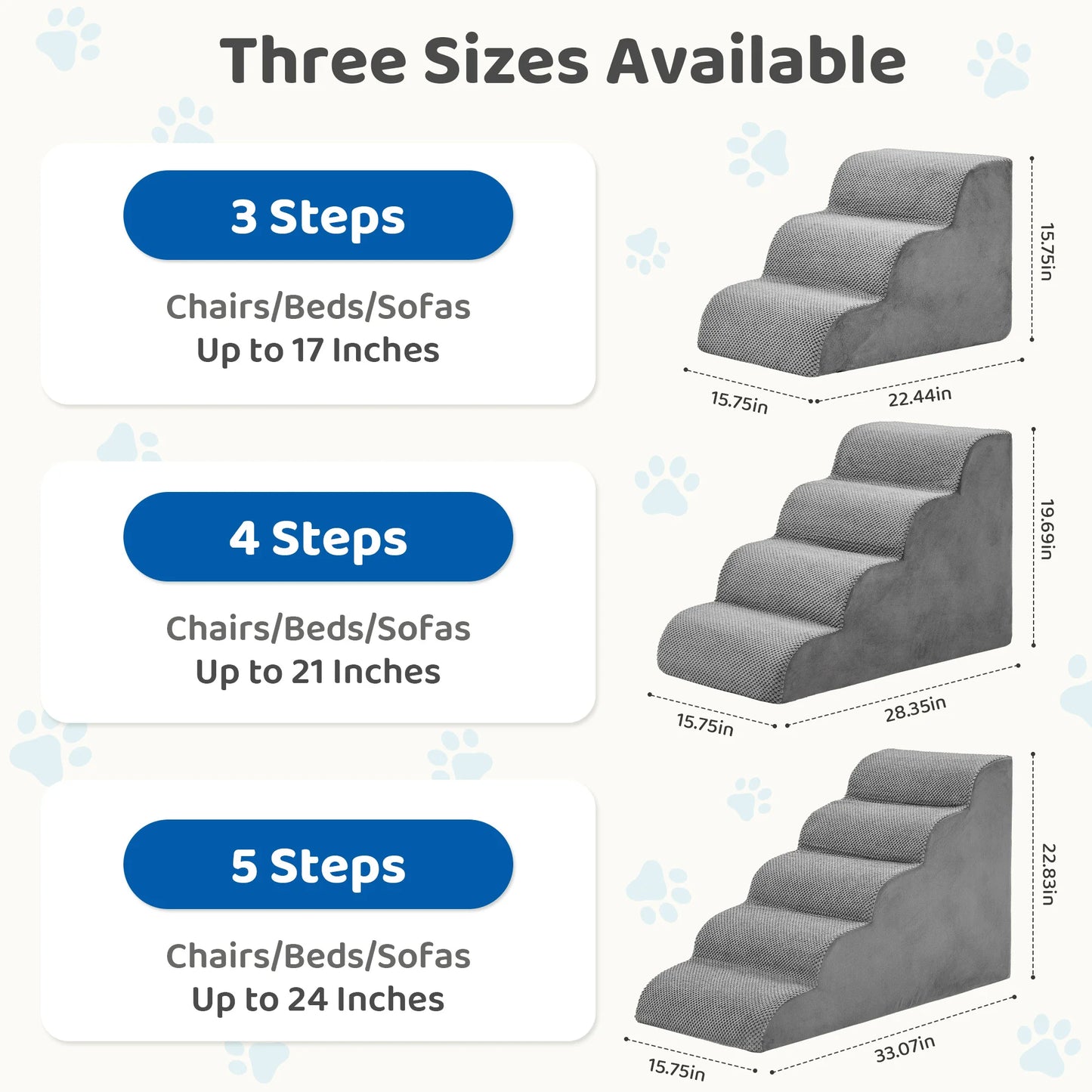 Three To Five Step High Density Foam Dog Stairs Ramp