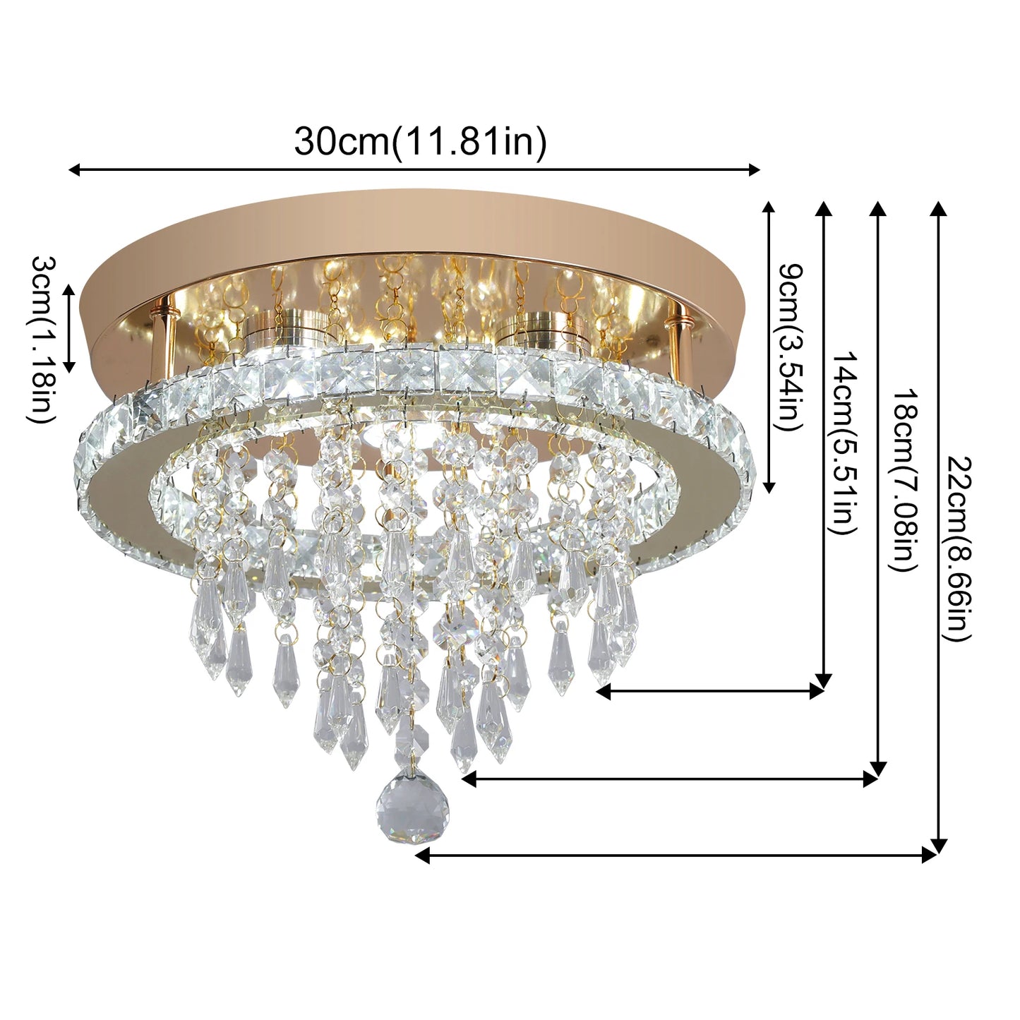 GreeLustr Crystal Chandelier Modern LED Ceiling Light Living Room