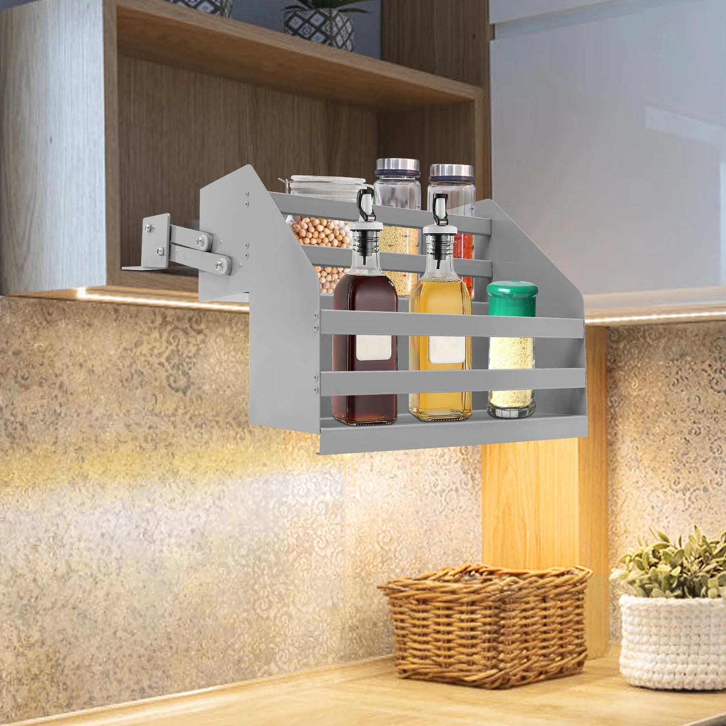 Two Tier Pull Down Cabinet Organizer Under Sink Storage Rack