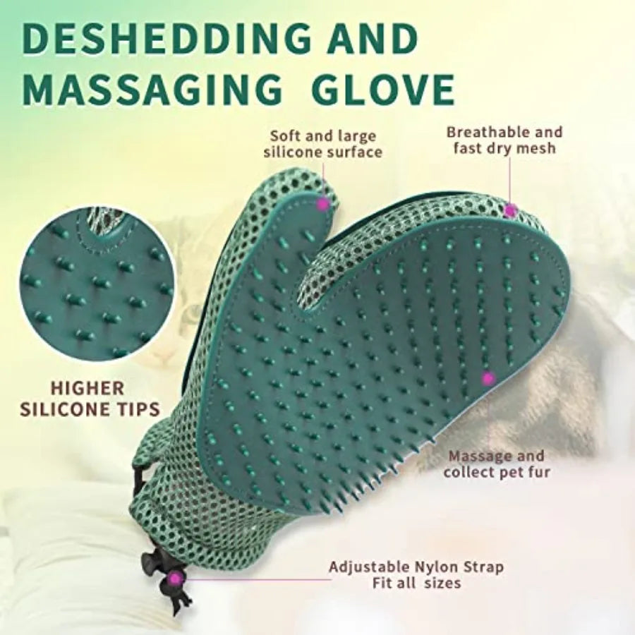 2 In 1 Cat Fur Glove Pet Hair Remover For Grooming Massage