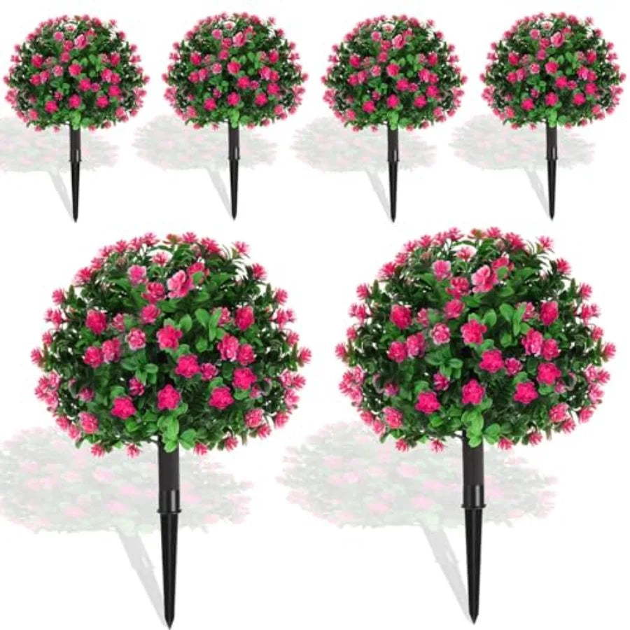 Boxwood Topiary Set Of 6 Outdoor Faux Shrubs UV Resistant