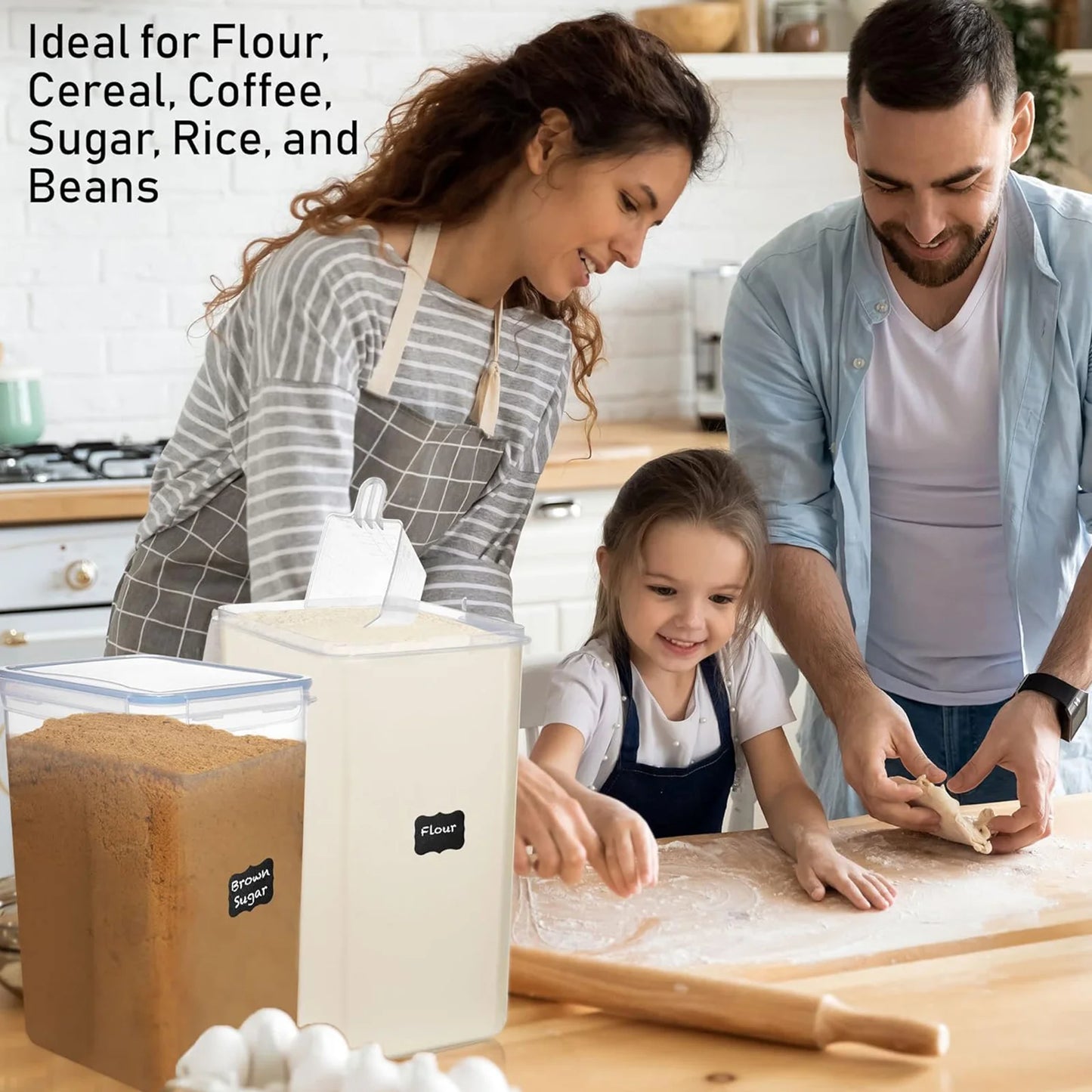 Airtight Food Storage Containers For Flour Sugar Pantry Cereal