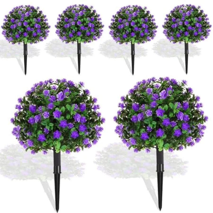 Boxwood Topiary Set Of 6 Outdoor Faux Shrubs UV Resistant