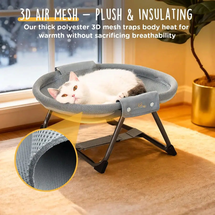 XMSJ Elevated Cat Hammock Bed Foldable No Assembly Indoor Outdoor