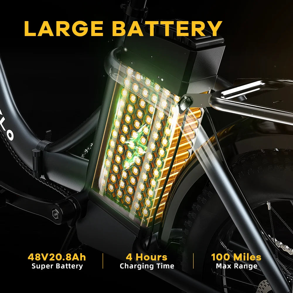 CYBERVELO Mars700 1000W Foldable Fat Tire Electric Bike for Adults