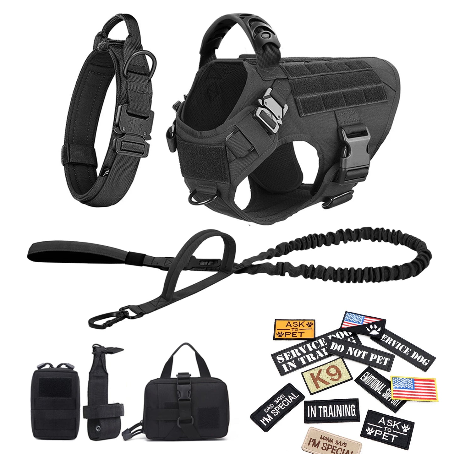 PETRAVEL Military Dog Harness Vest Set Nylon For Malinois Training