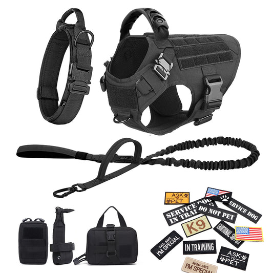 PETRAVEL Military Dog Harness Vest Set Nylon For Malinois Training