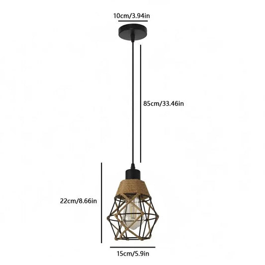 TRAZOS Vintage Hemp Rope Pendant Light Industrial Fixture