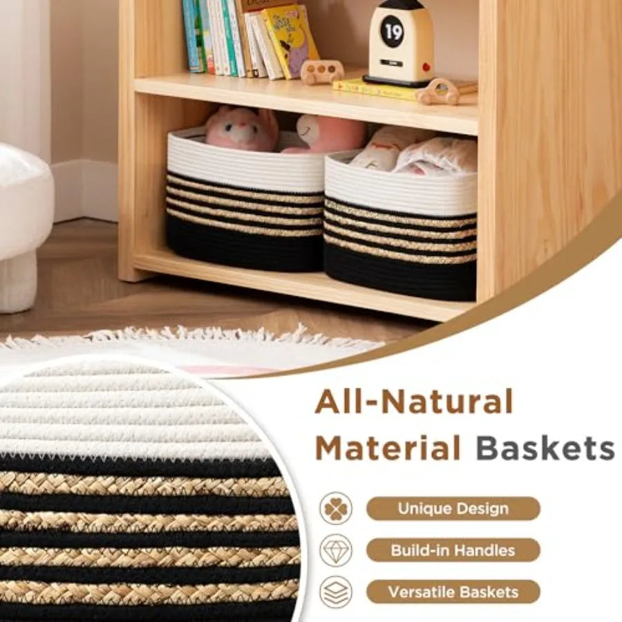 Woven Storage Baskets For Toys And Towels With Handles