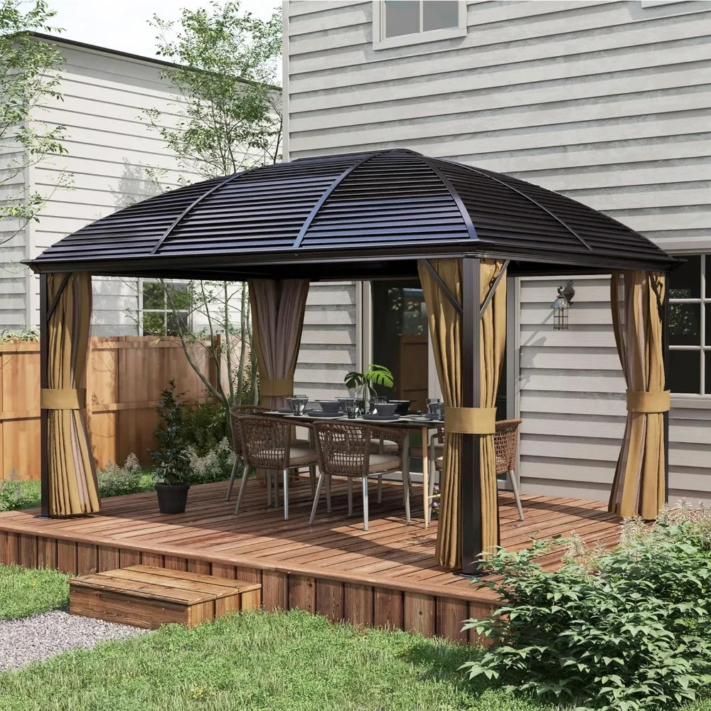 Hardtop Aluminum Gazebo With Galvanized Roof And Netting