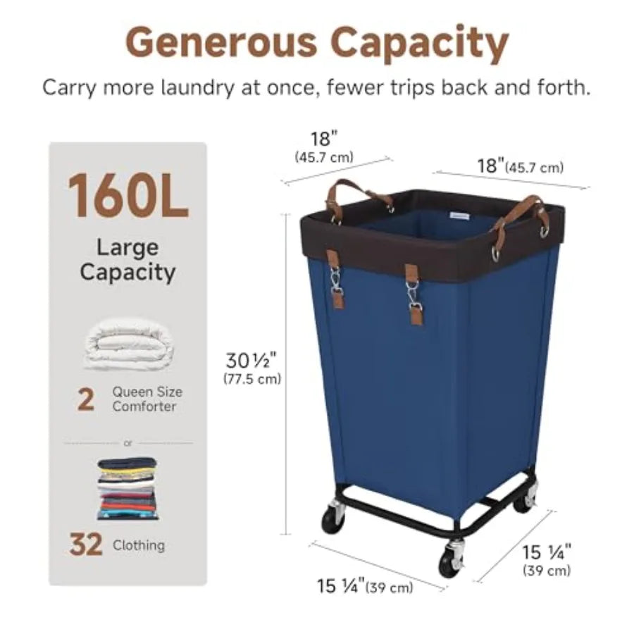 Laundry Basket With Wheels Rolling Hamper For Home Dorm Closet