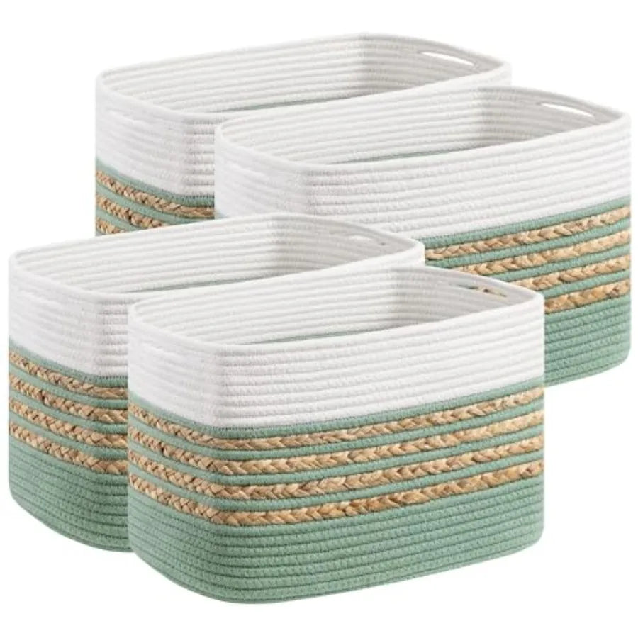 Woven Storage Baskets For Toys And Towels With Handles