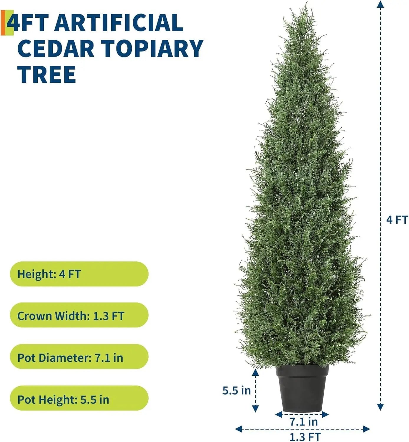 HiMISS Two Pack Artificial Cedar Topiary Trees Outdoors Indoors